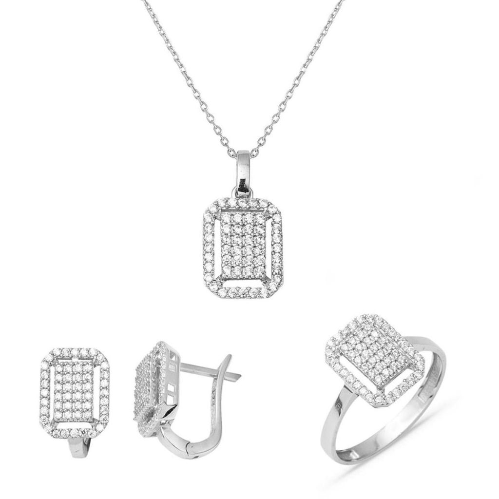 Coronet White Gold Baguette Spor Set