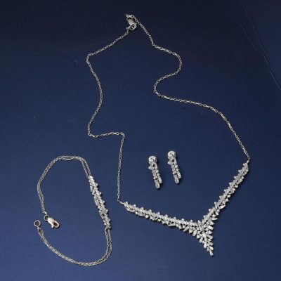 Baget Tasarım Beyaz Altın 14 Ayar Nişan Seti - 14K - 12.55g - EZ Gold