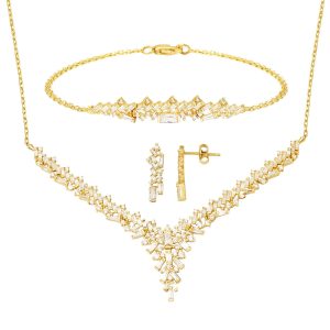 Baguette Design 14 Karat Gold Engagement Set