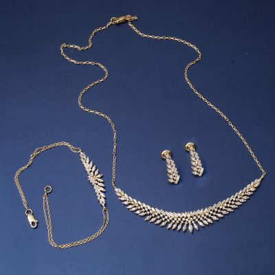 14 Ayar Markiz Baget Taşlı Altın Nişan Seti - 14K - 11.58g - EZ Gold