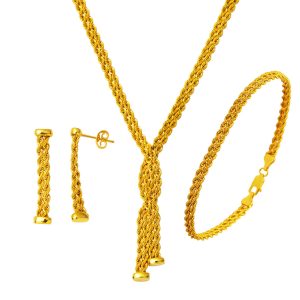 İki Row Wovenlü Gold Jewelry Set