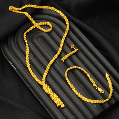 İki Sıra Örgülü Altın Takı Seti - 14K - 10.89g - EZ Gold