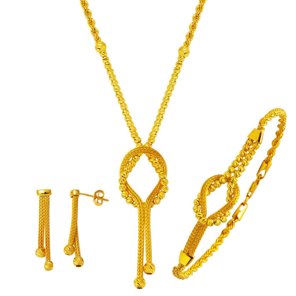 Infinity Braided Chain Gold Set