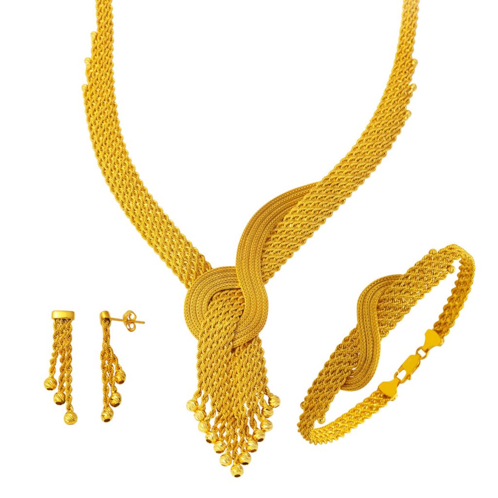3 Rangs Kazaziye Tressé Or Bijou Parure