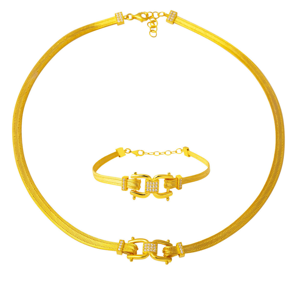 Modern Design 14 Karat Trabzon Woven Gold Set