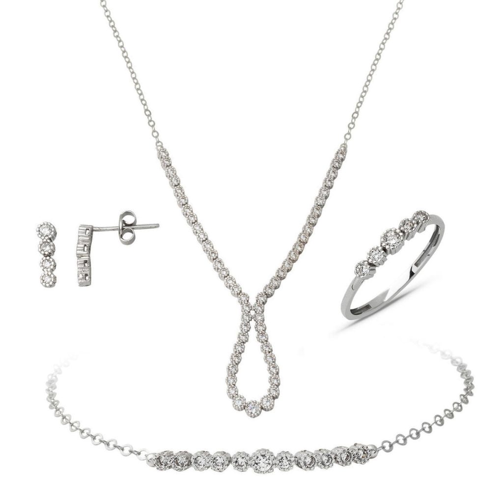 Drop Su Yolu White Gold Engagement Set