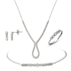 Drop Su Yolu White Gold Engagement Set