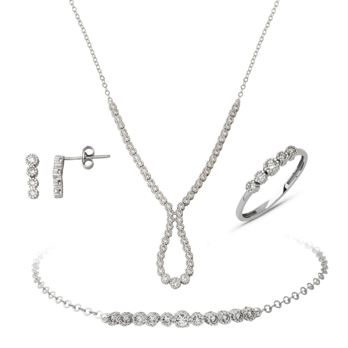 Drop Su Yolu White Gold Engagement Set