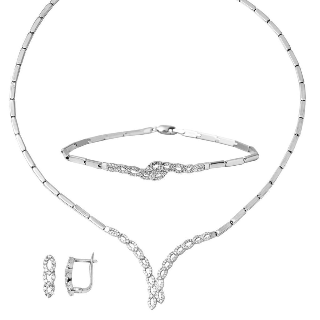 Goutte 14 Carats Blanc Or Parure