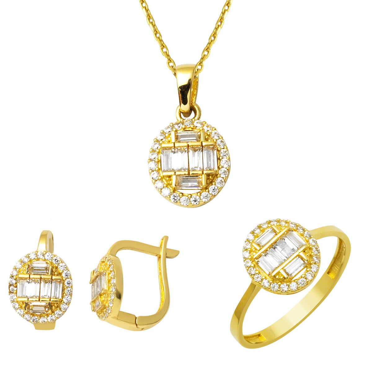Baguette 14 Carats Or 3 pièces Bijou Parure