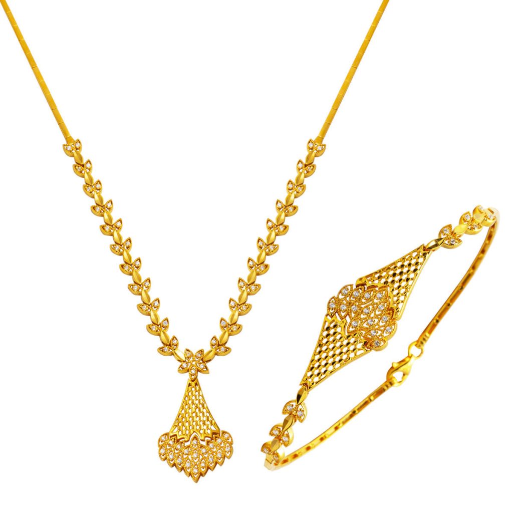 Leaf Yellow Gold Jewelry Set