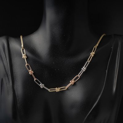 Kolye & Bileklik Ataç Zincir Altın Set - 14K - 17.3g - EZ Gold