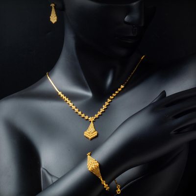 Yaprak Sarı Altın Düğün Takı Seti - 14K - 19.85g - EZ Gold