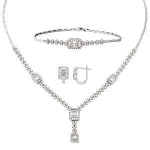 Baguette 14 Carats Blanc Or Set