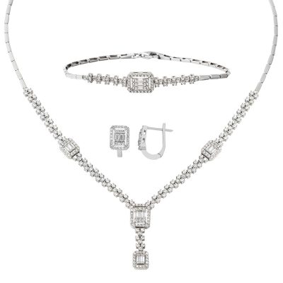 Baguette 14 Karat White Gold Set