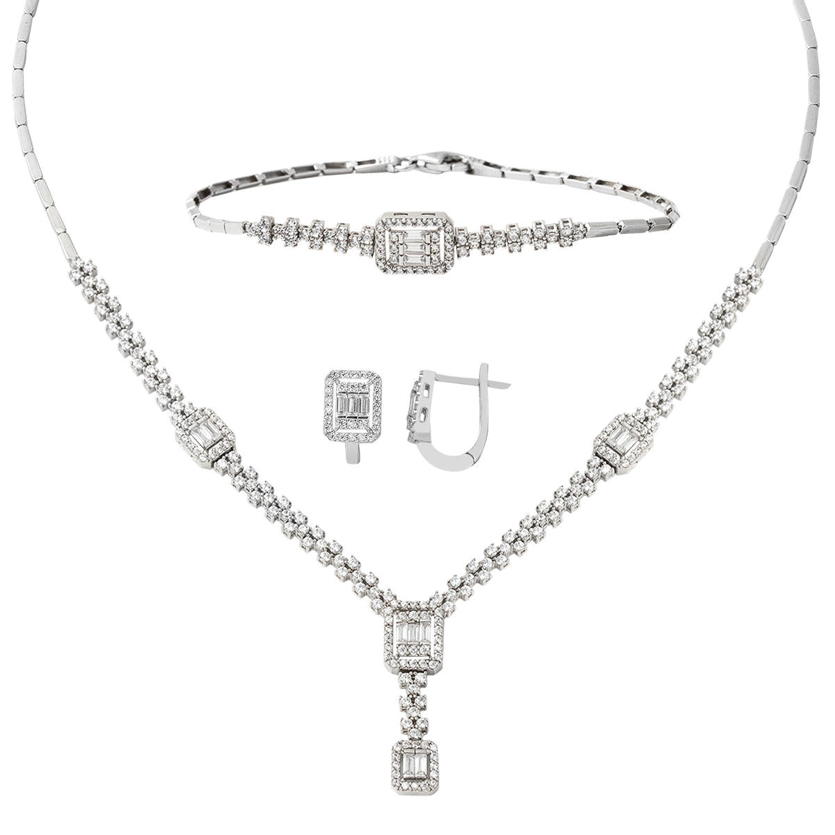 Baguette 14 Carats Blanc Or Set