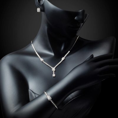 Baget 14 Ayar Beyaz Altın Set - 14K - 21.71g - EZ Gold