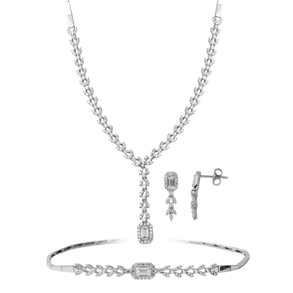 Ivy Baguette with Stones White Gold Set