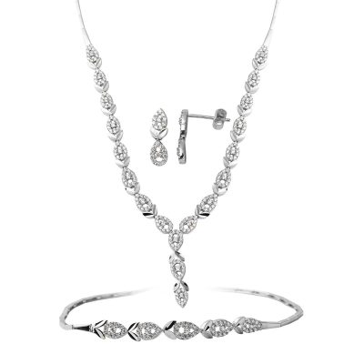Drop 14 Karat White Gold Jewelry Set