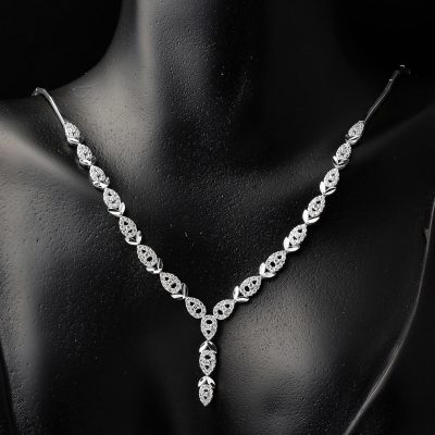 Damla 14 Ayar Beyaz Altın Takı Seti - 14K - 12.84g - EZ Gold