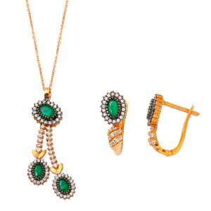 Dilruba Necklace & Earringli Rose Gold Set