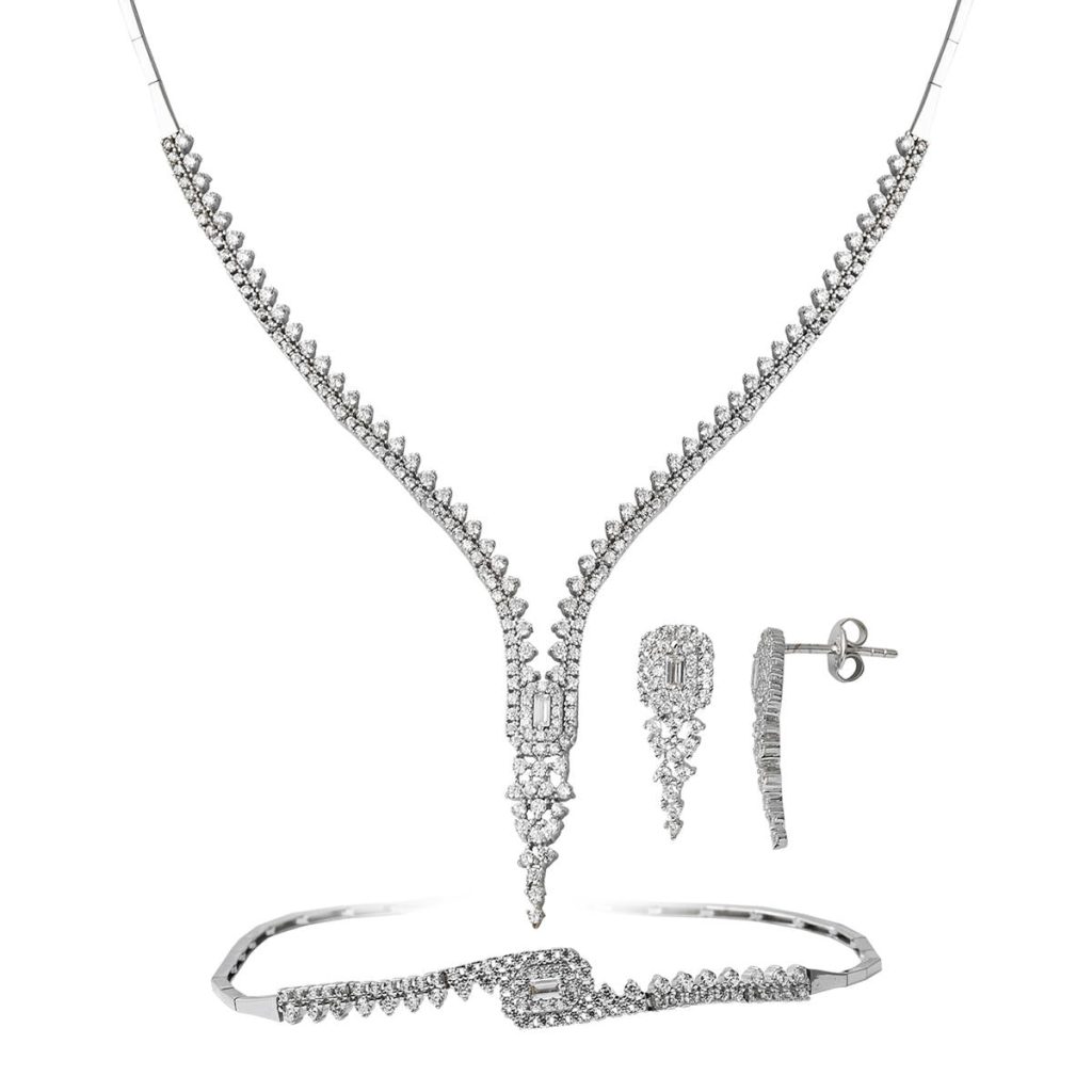 Burçlar 14 Karat Baguette with Stones Gold Set