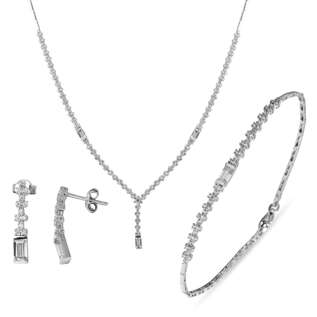 Favori Baguette with Stones 14 Karat White Gold Set