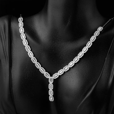 Baget Taşlı Beyaz Altın Takı Seti - 14K - 18.29g - EZ Gold