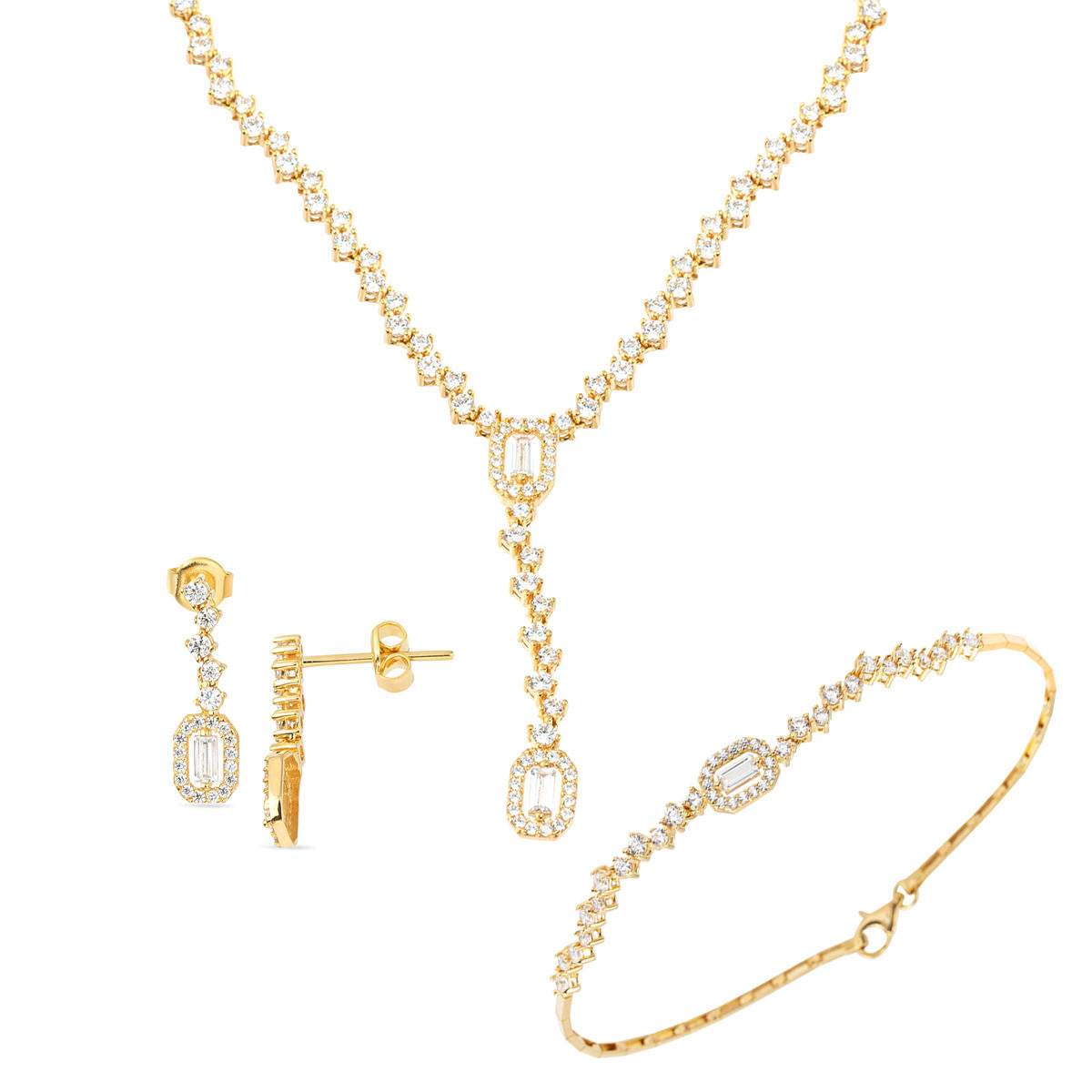 Baguette avec Pierres Or Mariage Bijou Parure