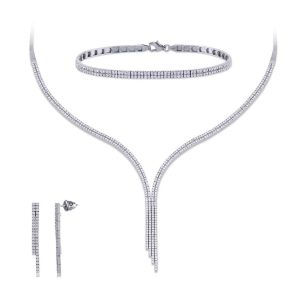 Çift Row Filigree White Gold Jewelry Set