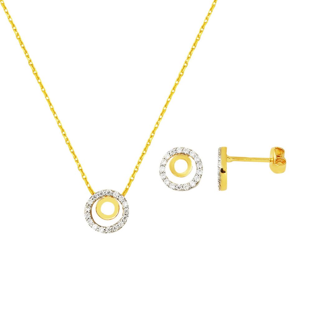 İnsta 14 Carats Collier & Boucle d'oreille Or Set