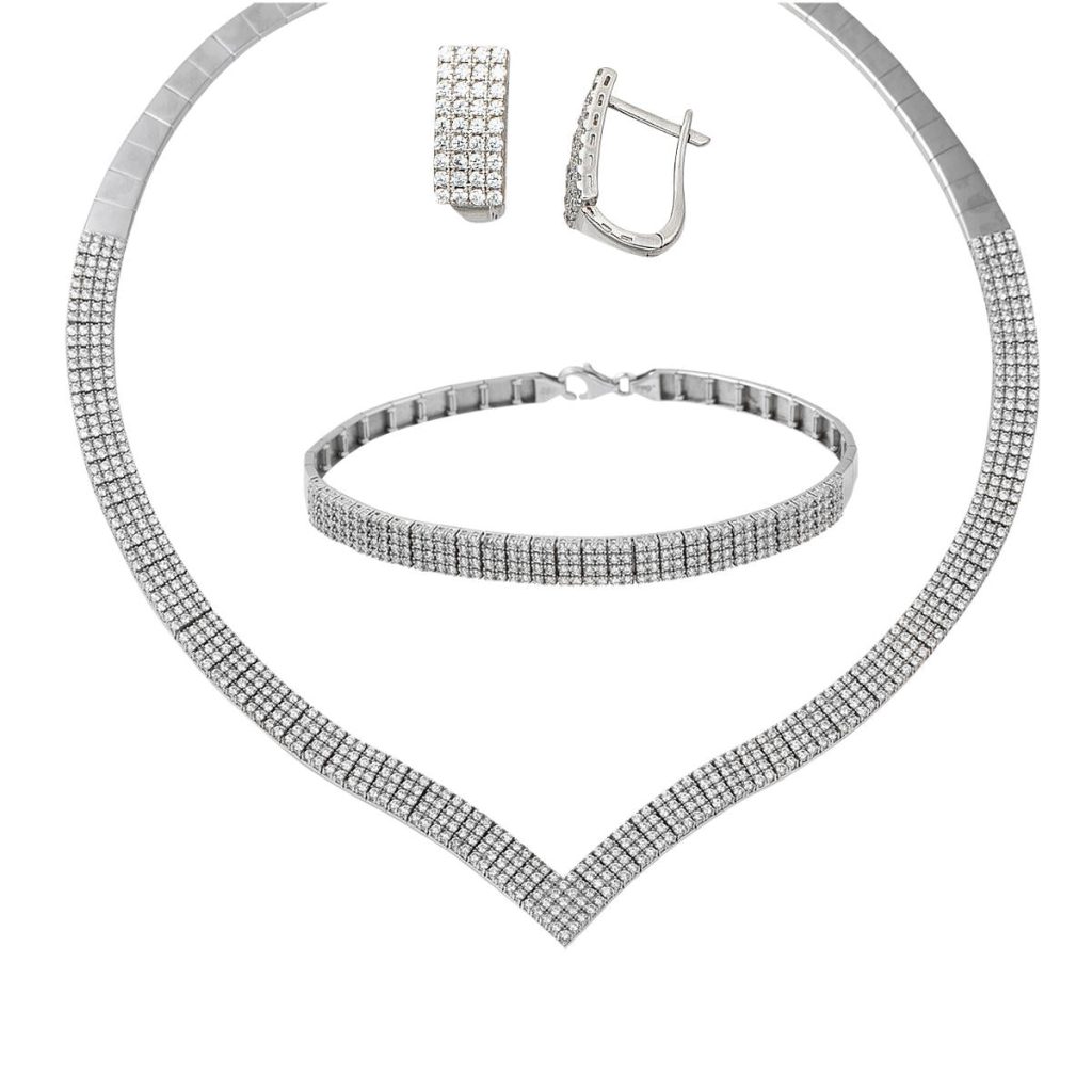 4 Row Filigree Çavuş White Gold Set