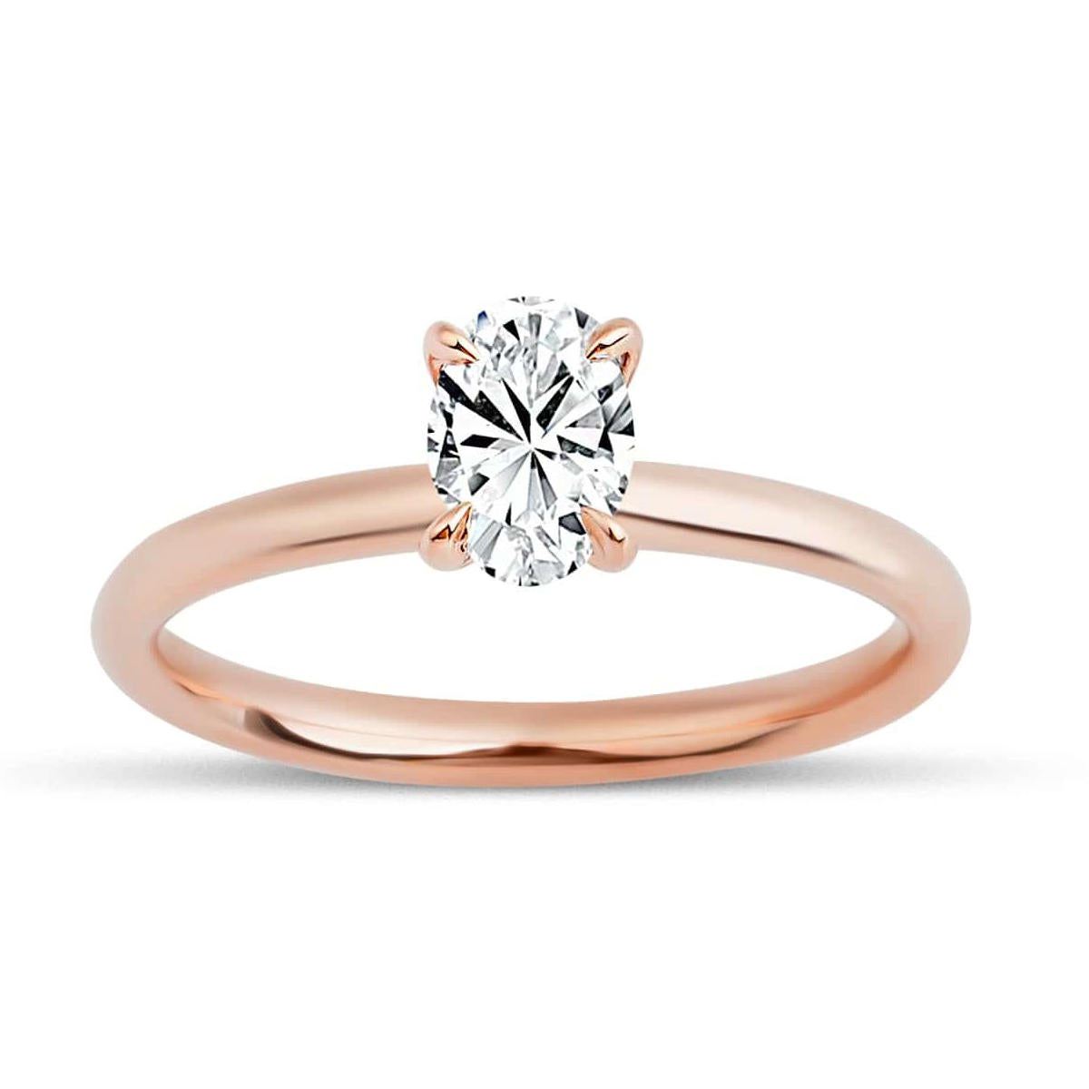 0,50 ct. Oval Kesim Mozanit Tektaş Yüzük - 14 Ayar Rose Altın - Görsel 2