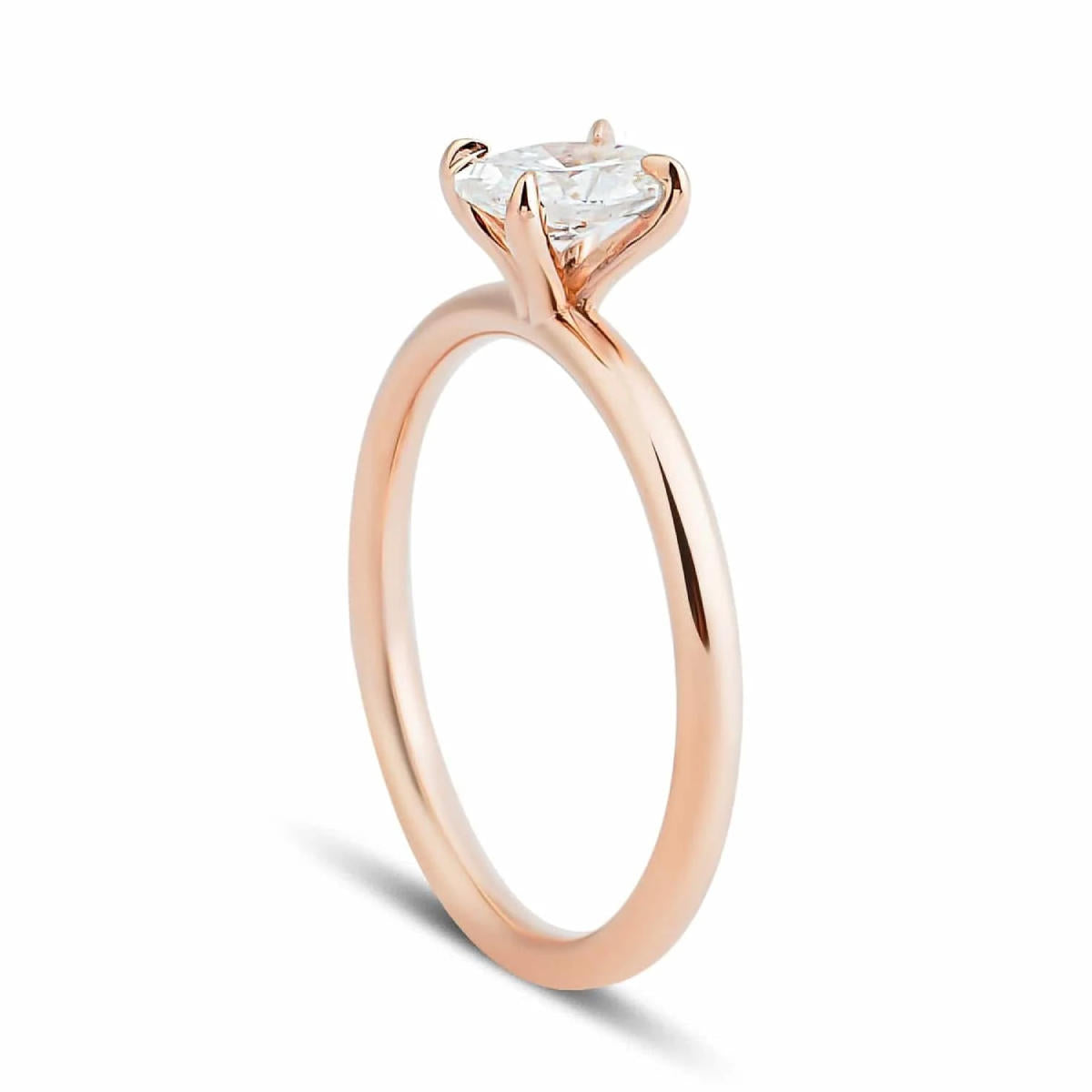 0,50 ct. Oval Kesim Mozanit Tektaş Yüzük - 14 Ayar Rose Altın - Görsel 6