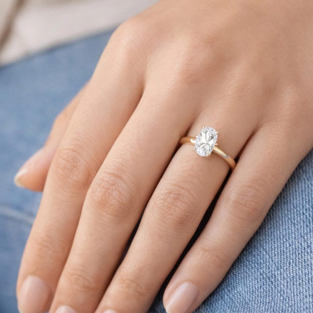 0,50 Carat Mossanite Oval Cut Solitaire Ring