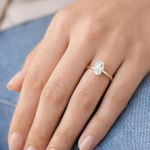 0,50 Carat Mossanite Ovale Taille Solitaire Bague