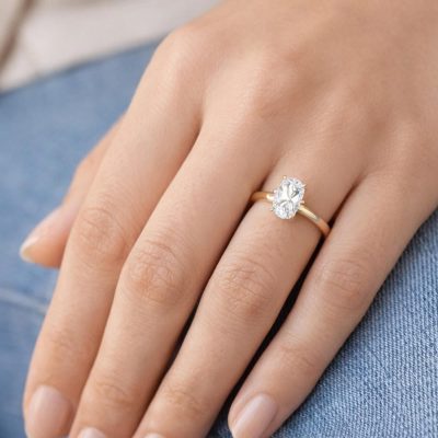 0,50 Carat Mossanite Ovale Taille Solitaire Bague