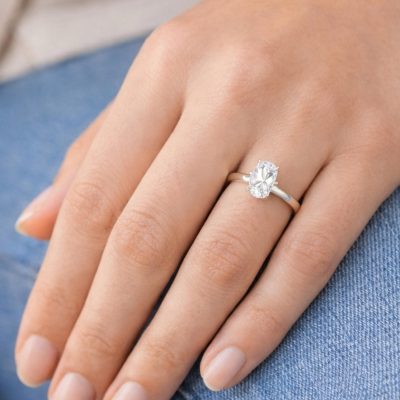 0,50 Carat Moissanite Ovale Taille Solitaire Bague