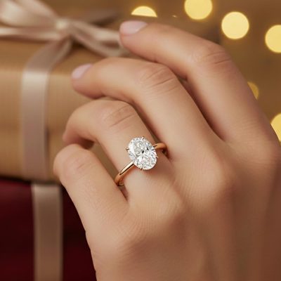 1,50 Carat Ovale Taille Moissanite Solitaire Bague - 14 Carats Rose Or