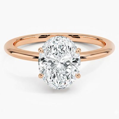 1,50 Karat Oval Taille Mozanit Solitaire Bague – 14 Carats Rose Or - 14K - 1.9g - EZ Gold
