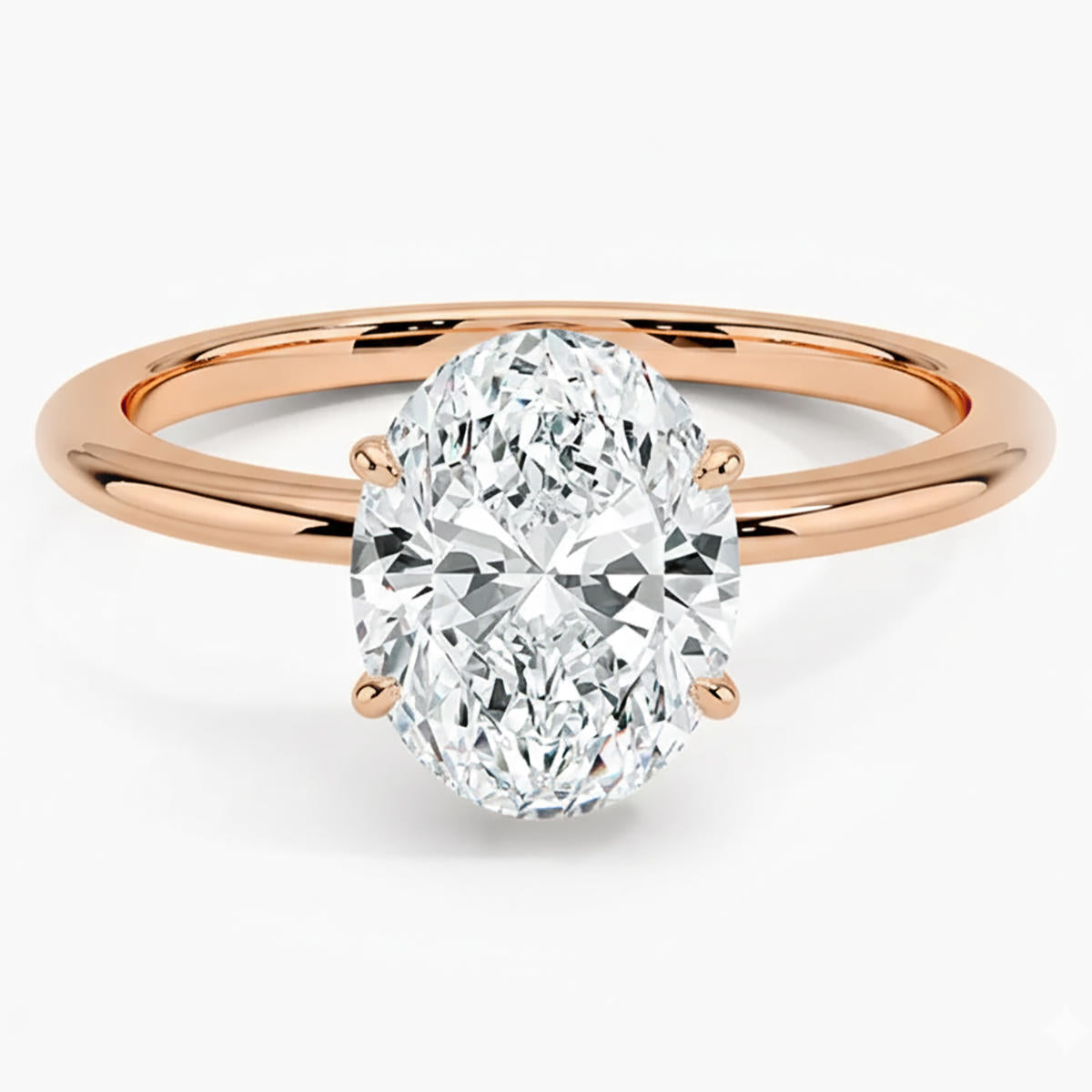 1,50 Karat Oval Kesim Mozanit Tektaş Yüzük - 14 Ayar Rose Altın - Görsel 2
