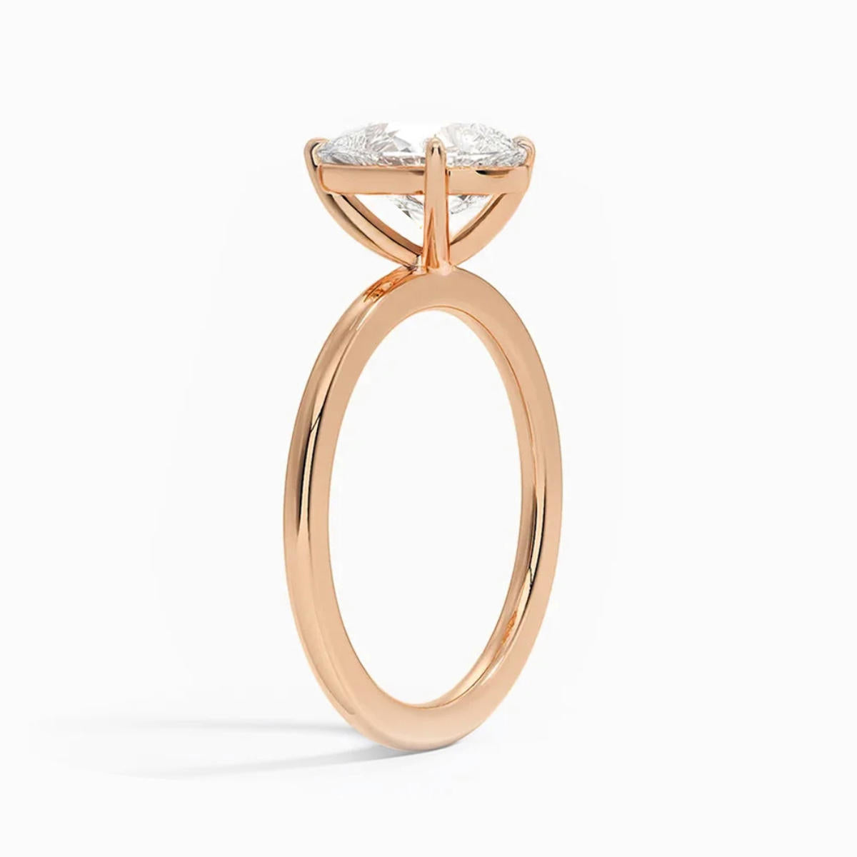 1,50 Karat Oval Kesim Mozanit Tektaş Yüzük - 14 Ayar Rose Altın - Görsel 6