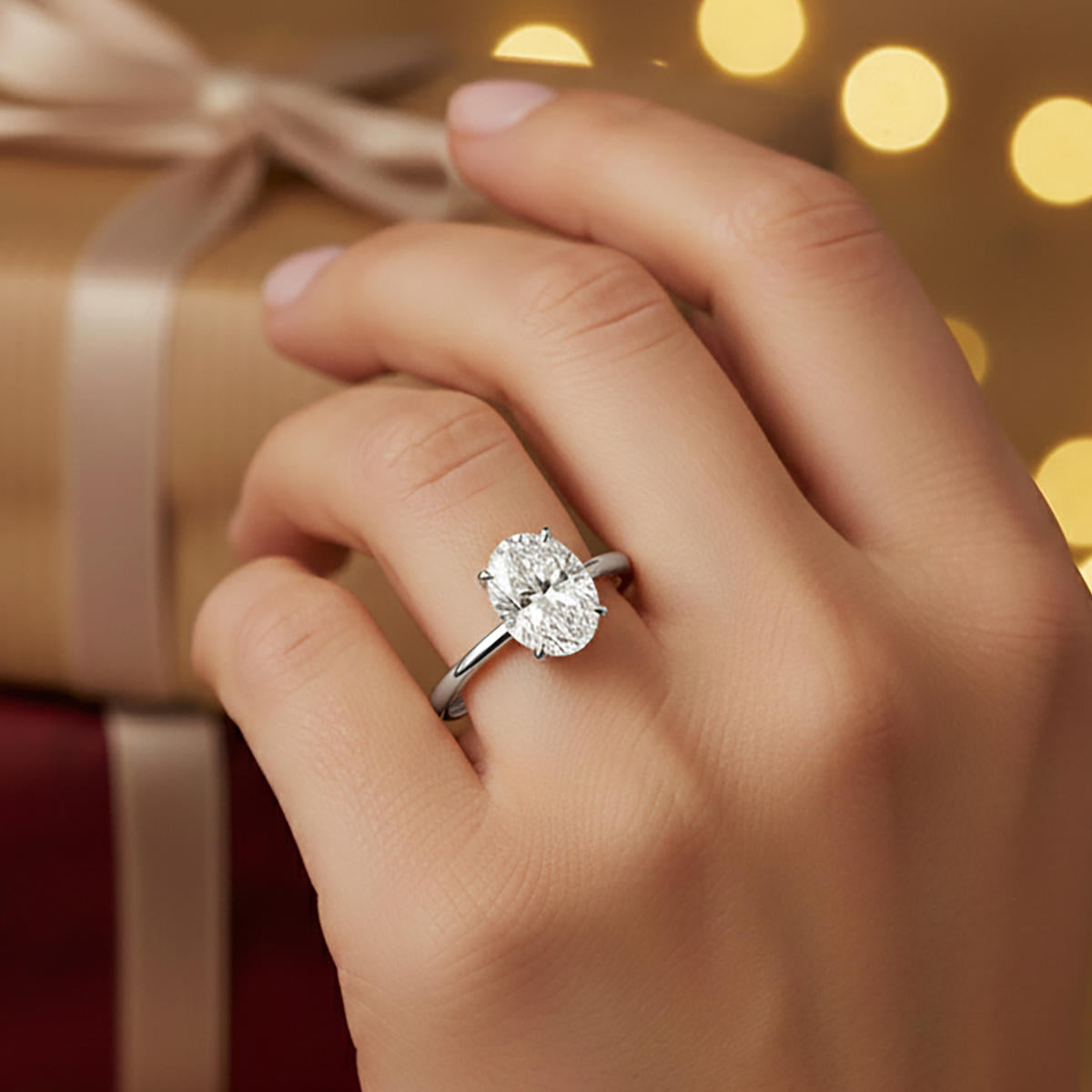 1,50 Carat Oval Moissanite Solitaire Ring - 14 Karat Gold