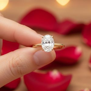 1 Carat Oval Moissanite Ring – 14 Karat Gold