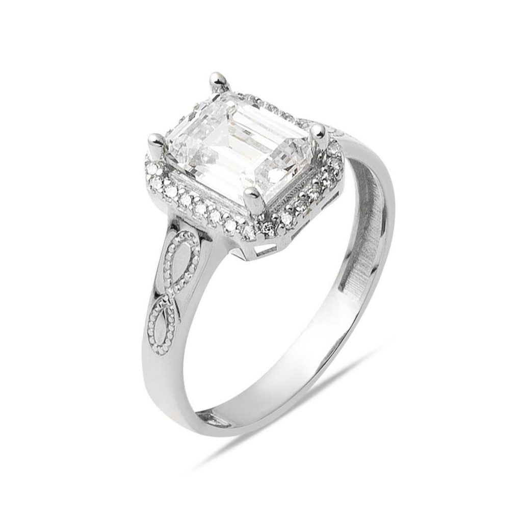 14 Karat White Gold Infinity Baguette Ring