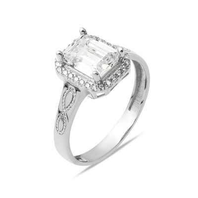 14K White Gold Sonsuzluk Baguette Ring