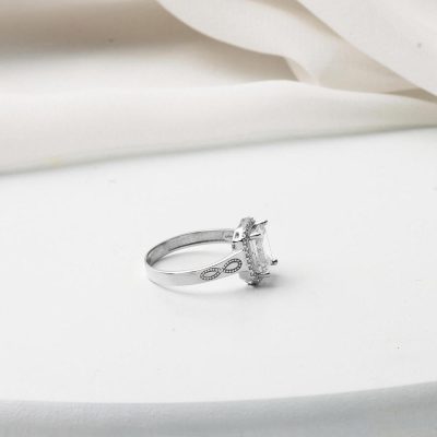 14K White Gold Sonsuzluk Baguette Ring - 14K - 2.45g - EZ Gold