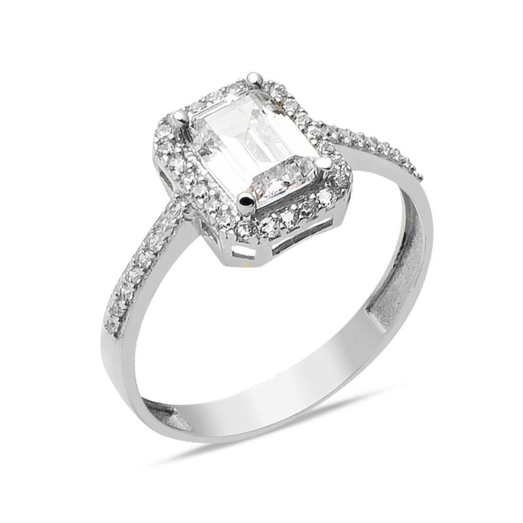White Gold Baguette 14 Karat Ring