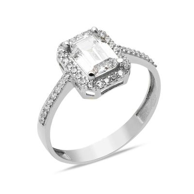 Beyaz Or Baguette 14 Carats Bague