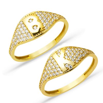 Minimal Letter Gold Ring (Tüm Letterler Üretilir)